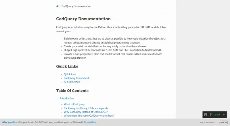CadQuery, as its maker shows it