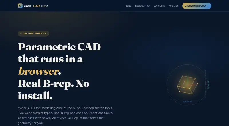cycleCAD, as its maker shows it