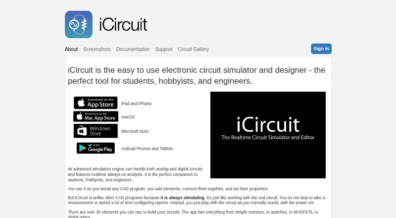 iCircuit, as its maker shows it