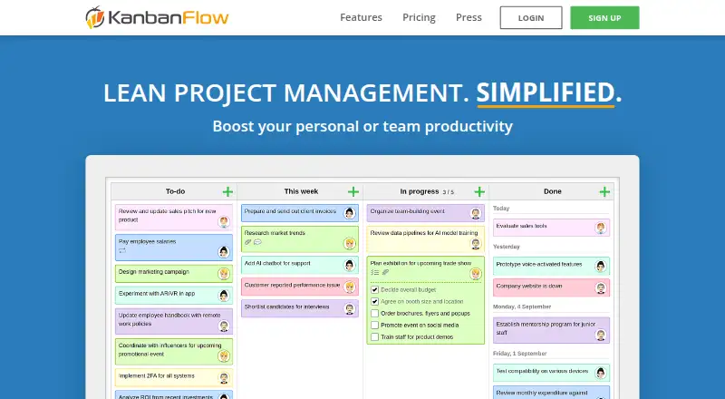 KanbanFlow, as its maker shows it