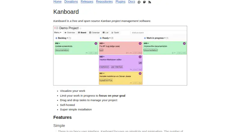 Kanboard, as its maker shows it