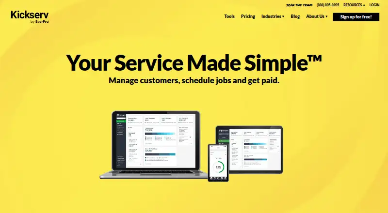 The Kickserv homepage