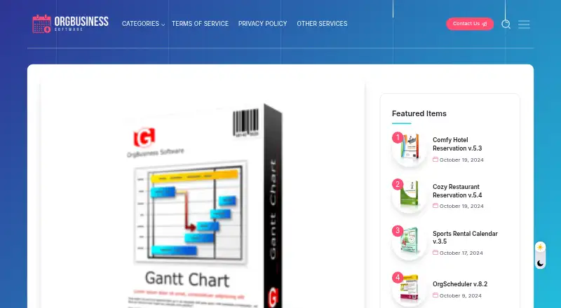 OrgBusiness Gantt Chart, as its maker shows it