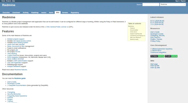 Redmine, as its maker shows it