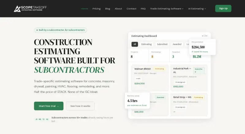 The ScopeTakeoff homepage